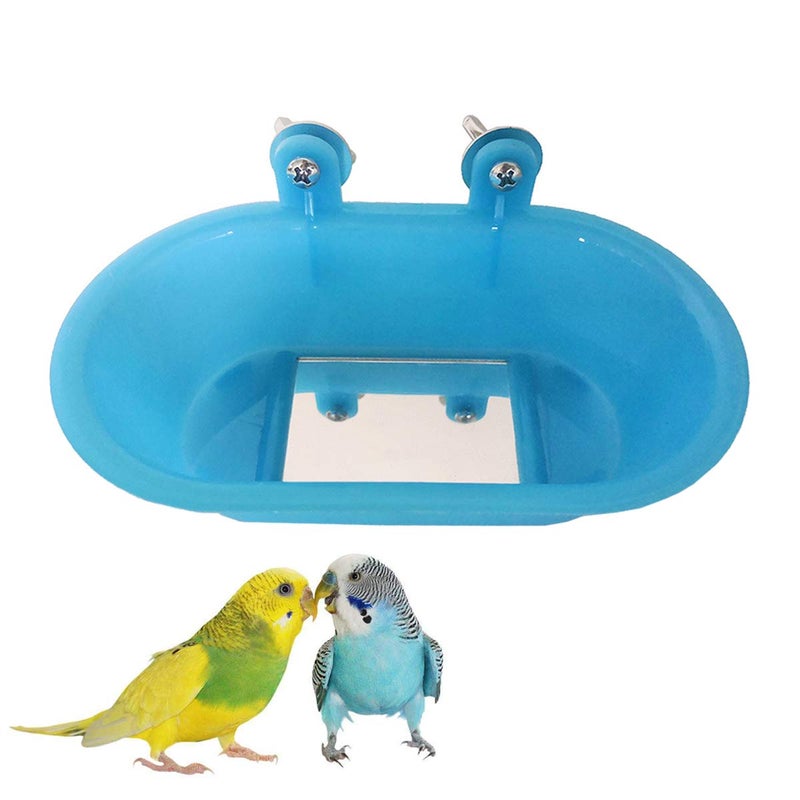 Litewoo Bird Bathtub with Mirror Toy Shower Tub Bathtub Cleaning Tool Plastic Durable Adorable Odorless for Small Parrot Parakeet Cockatiel Conure Lovebird Finch Budgie Canary Cage Accessories (B) - Image 1
